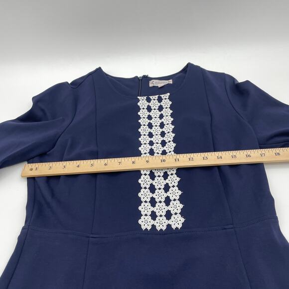 NANETTE LEPORE Womens Blue Bell Sleeve Lace Detail Stretch Dress Size 8 Coquette - Picture 7 of 10